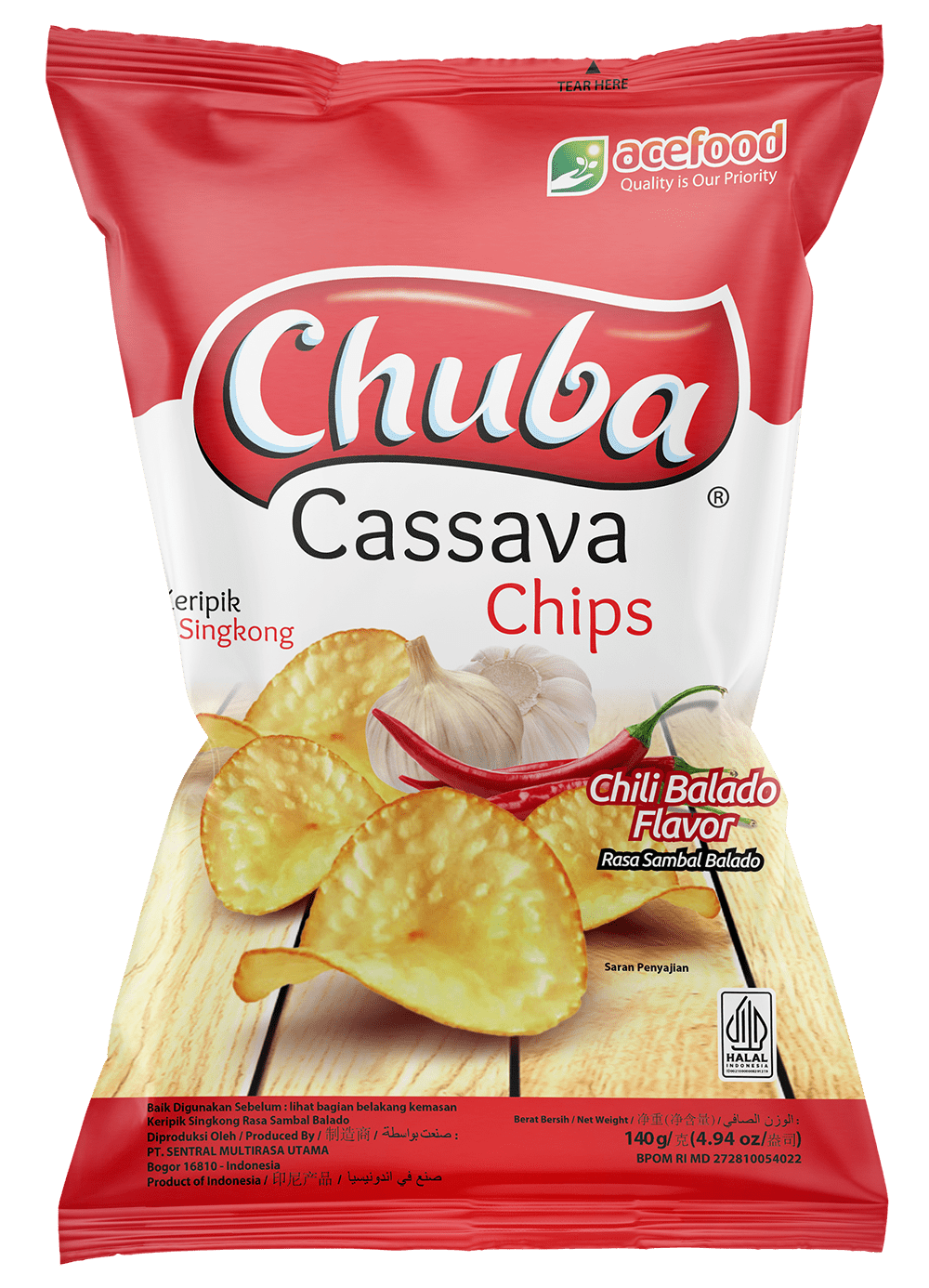 CHUBA CASSAVA CHIPS PACKET CHILI 140G
