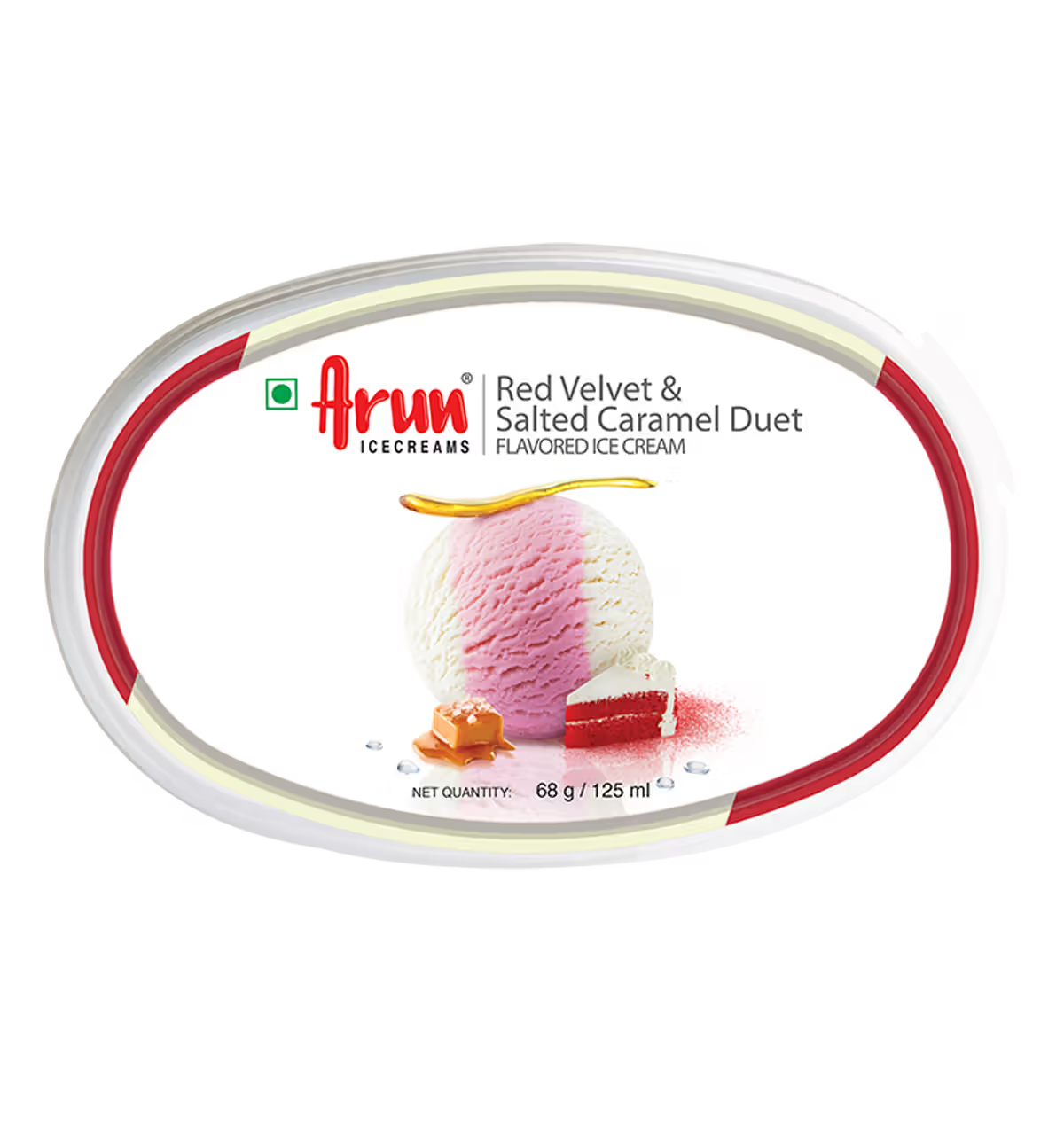 ARUN DUAL RED VELVET & CARAMEL CUP 125ML (7NOS) X12